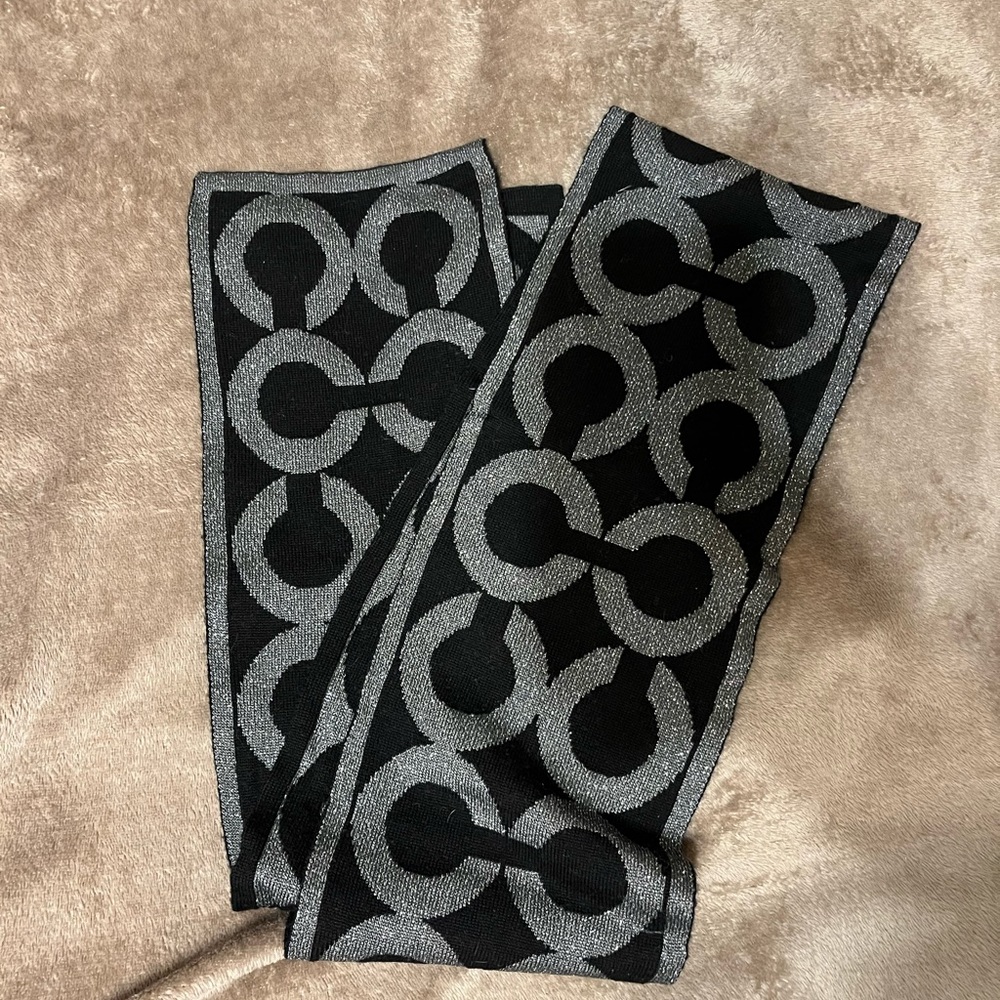 Black and silver coach scarf